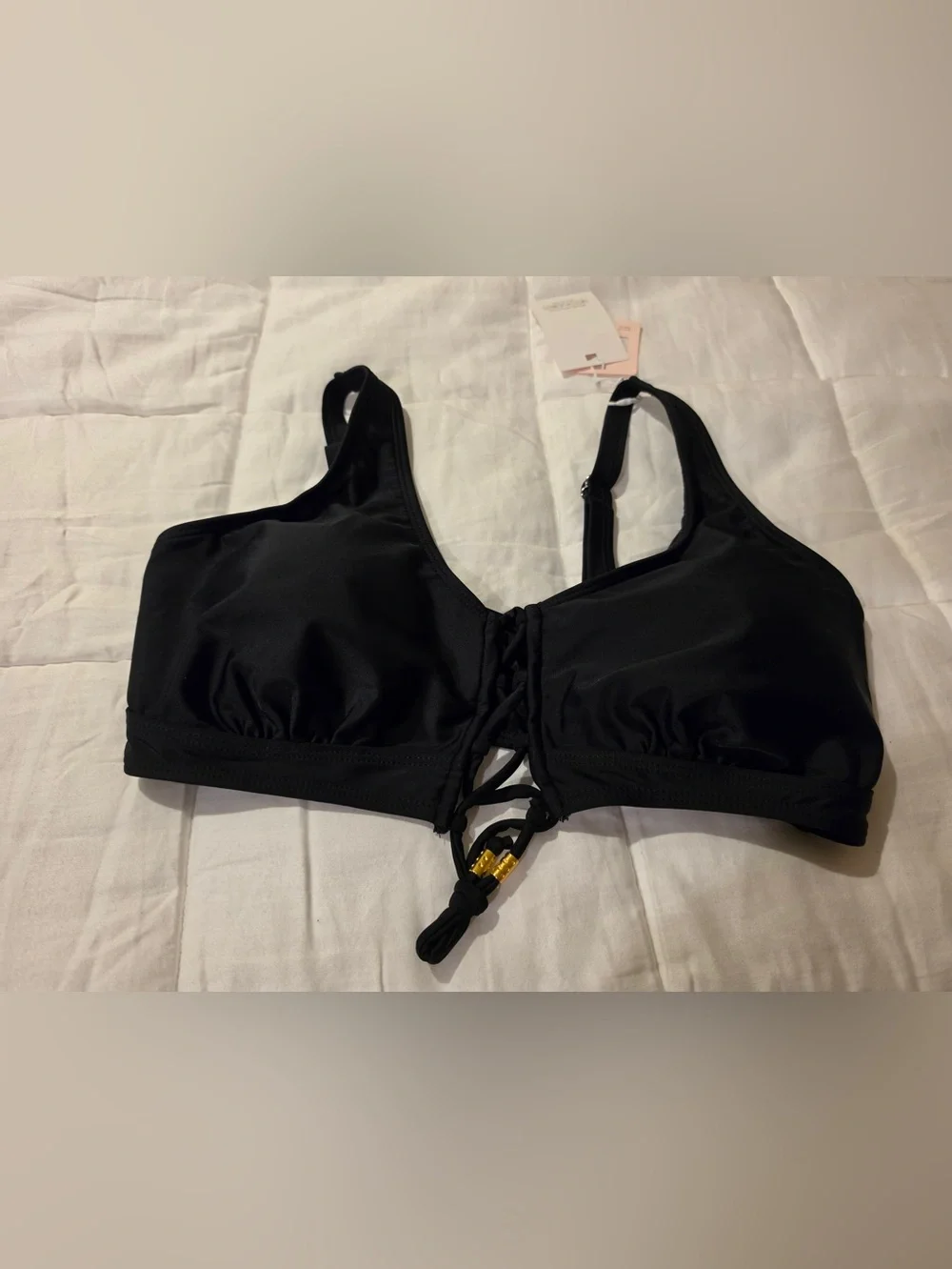 Lace-Up Black Bralette Bikini Top size M NWT